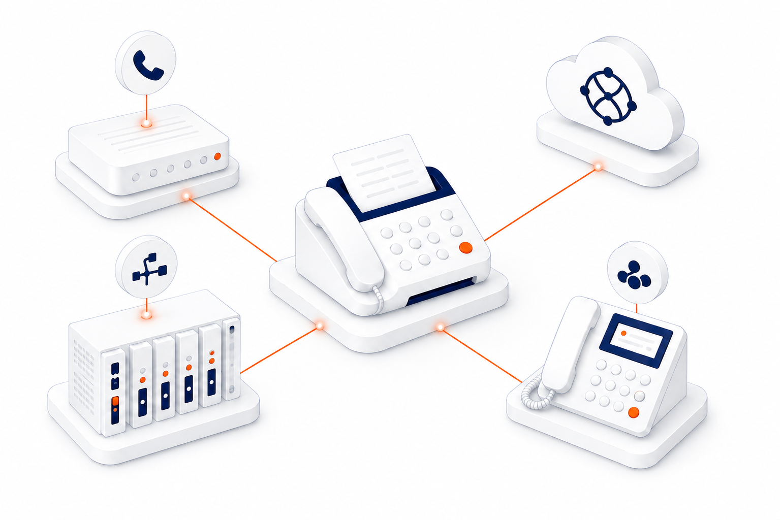 نمایی از قابلیت پشتیبانی از خطوط آنالوگ شهری، SIP، E1 و VoIP
