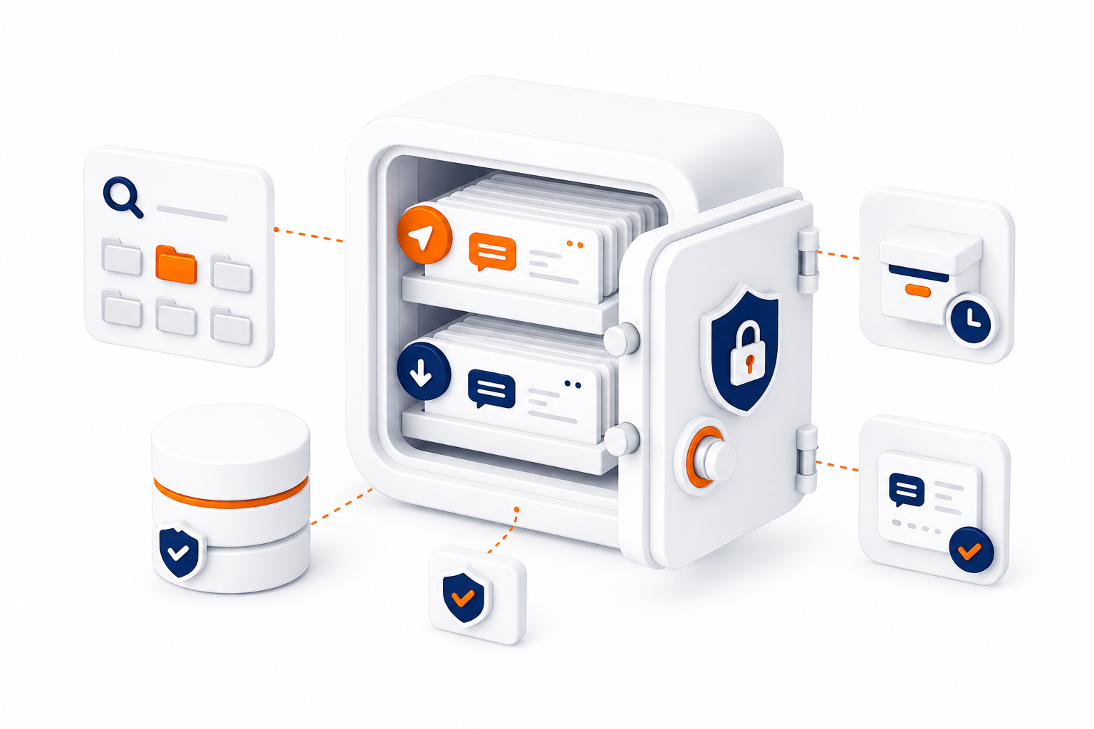 نمایی از قابلیت آرشیو امن و رمزنگاری‌شده پیام‌های ارسالی و دریافتی